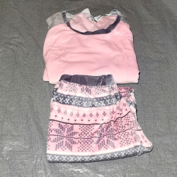 Kensie Medium PJ Set Long sleeved top pant bottoms Pink Grey Gray Pajama Pajamas - Picture 1 of 16